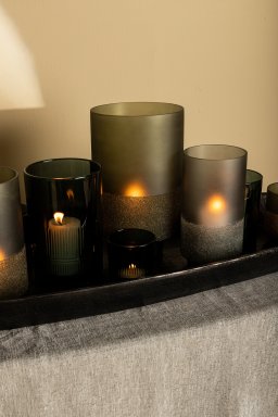 Miral Green Glass Round Stormlight Frosted BottomL