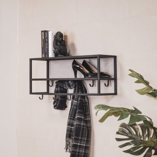 Coat Rack - Shelves - Metal - Black - 73x21x29,5cm