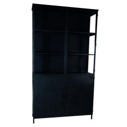 Elina Glass Cabinet Black Iron Frame 2 Doors