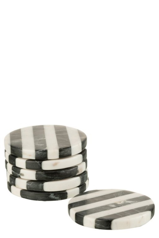 J-Line Marble coaster - stone - white/black - 6x