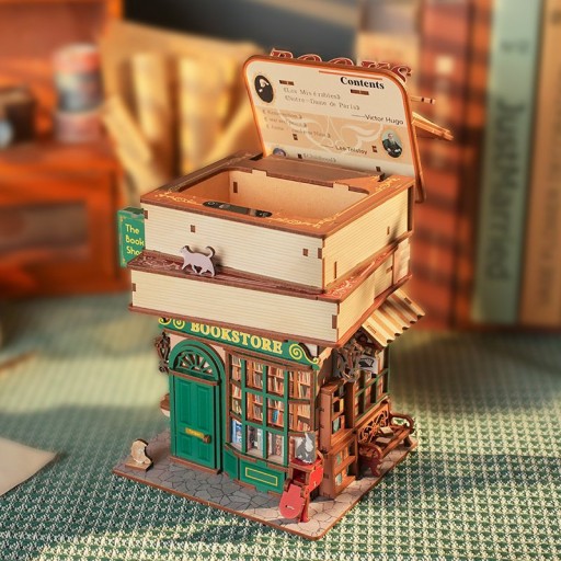 Tonecheer, DIY 3D Houten Puzzel, Desk Bin, Time Bookstore, TQ187,15x14x24cm