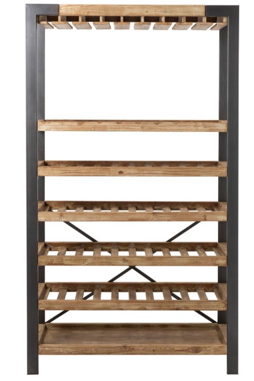 J-Line wine rack 50 bottles + glasses - wood/metal - nbaturel