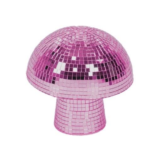 Ornament - Disco -Mushroom - Glass - Pink- 14x14x14cm