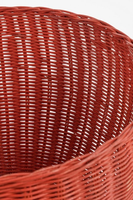 Storage Basket with Lid - Set of 2 - H48 x Ø30 cm - Rattan - Red