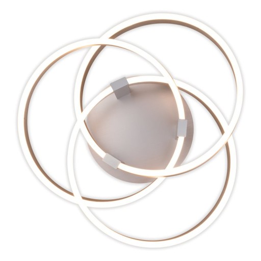 Smart Home LED ceiling light "Divora" Ø 58cm, ceiling lamp made of metal, aluminum brushed and white plastic, with many functions, firmly built -in LEDs, lighting for living room, dining room office or hallway