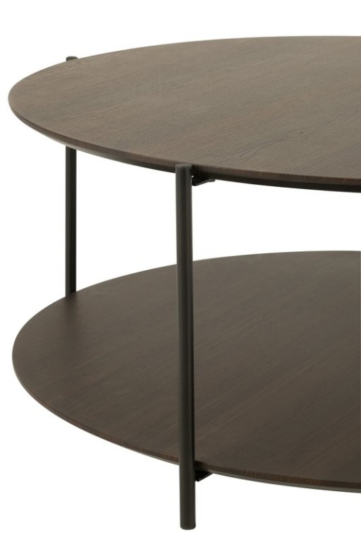 J -Line Coffee Table Round - Wood/Metal - Dark Brown - Small