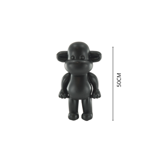 Ornament - Monkey Figurine 'The Legend'- Polyresin - Black - 33x21x50cm