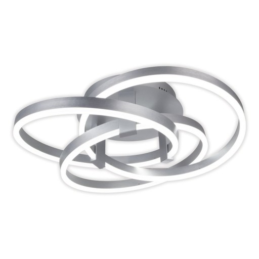 Smart Home LED ceiling light "Divora" Ø 58cm, ceiling lamp made of metal, aluminum brushed and white plastic, with many functions, firmly built -in LEDs, lighting for living room, dining room office or hallway