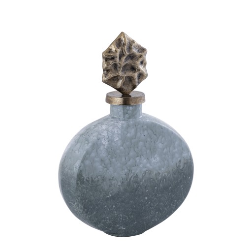 Cherisee Green Glass Statue Brass Lid Wide