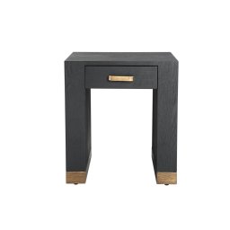 Tiess Black Wooden Veneer Bed Sidetable 1 Drawer