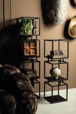 Nanci Black Iron Open Cube Cabinet L