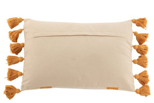 J-Line cushion Beach Grooves Rectangle - cotton - ocher