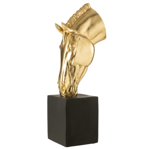 J-Line Paard Op Voet  Magnesiumoxide Goudkleurig/Zwart Large