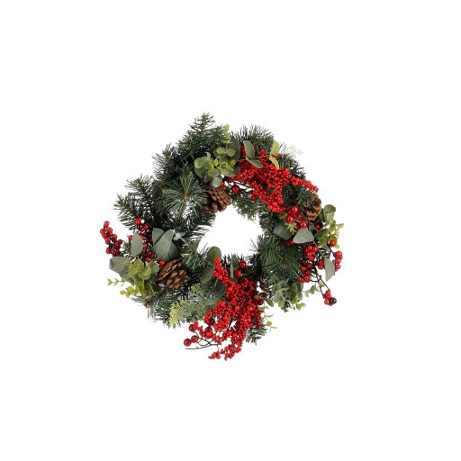 Harvey Kerstkrans met Dennenappels - H11 x Ø40 cm - Rood