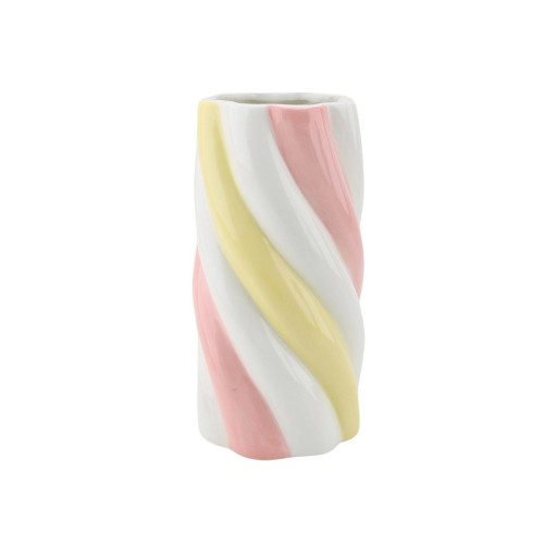 Vaas - Marshmellow - Geel/roze/wit - 10,5x10,5x20cm
