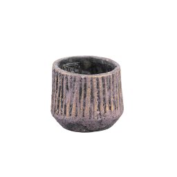 Holden Purple Cement Pot | Ronde Paarse Bloempot met Gouden Afwerking | XS 9x8 cm - Product afbeelding