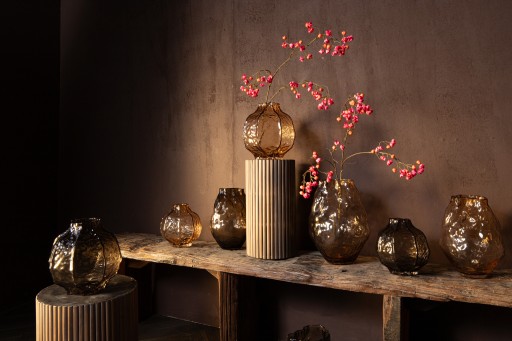 Narin Brown Round Shaped Glass Vase L