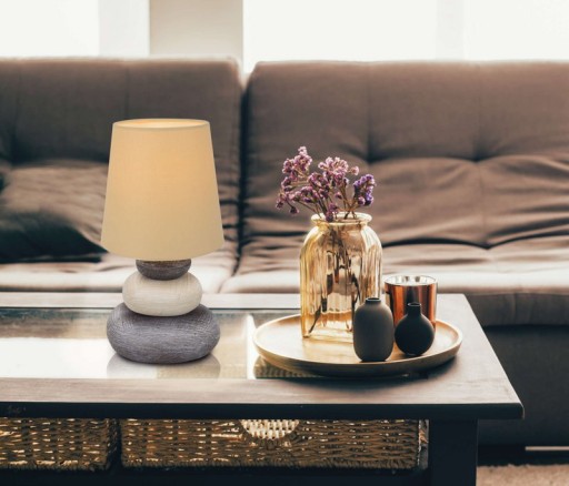 Ceramic table lamp "Stoney", table lamp made of ceramic, nature, with E14 version, table lamp for dining room, living room, hallway or office, or as a bedside lamp, 31 cm high