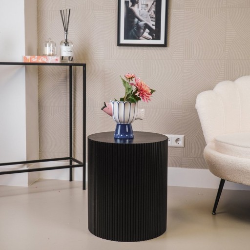 Side Table - Cylinder- MDF - Black - 39x45cm