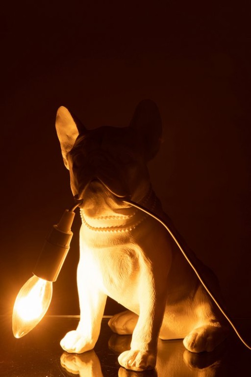 J-Line lamp Bulldog - polyresin - wit