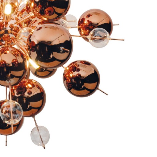 Pendant lamp "explosion" of metal and glass, G9 versions, hanging lamp for dining room, living room, hallway or office, Øca. 65 cm