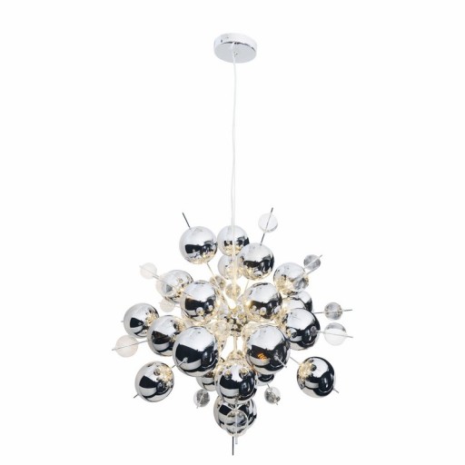 Pendelleuchte "EXPLOSION" chrom aus Metall und Glas, G9 Fassungen, Hängelampe für Esszimmer, Wohnzimmer, Diele oder Büro, Øca. 65 cm