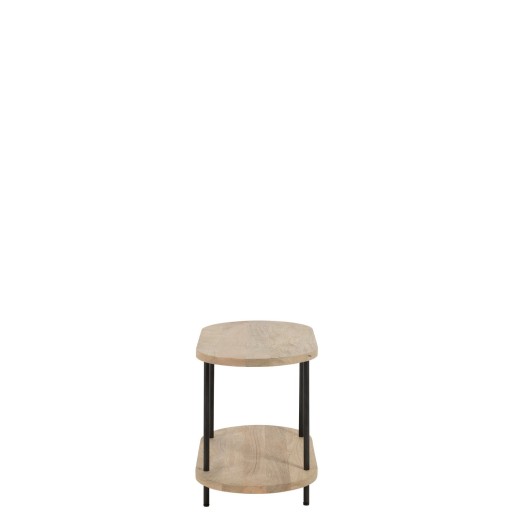 J-Line bijzettafel Eli 2 planken - hout/staal - naturel/grijs