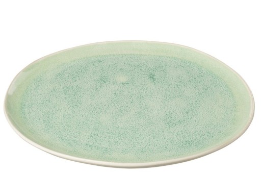 J-Line Lara plate - porcelain - green - large - 6 pieces