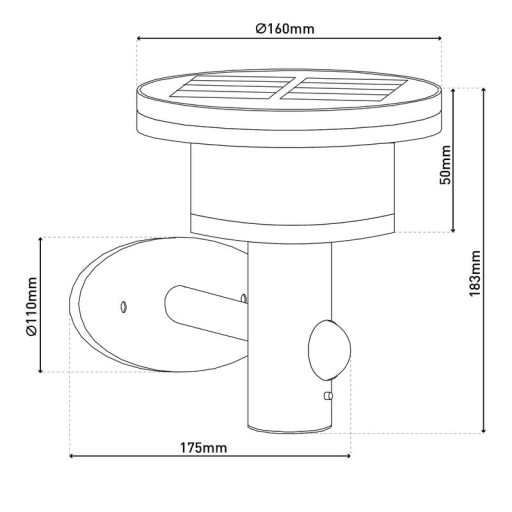 LED Solar Außenwandleuchte "NORA" , für Außen, Wandleuchte - Metall und Kunststoff in Schwarz, mit integrierter LED