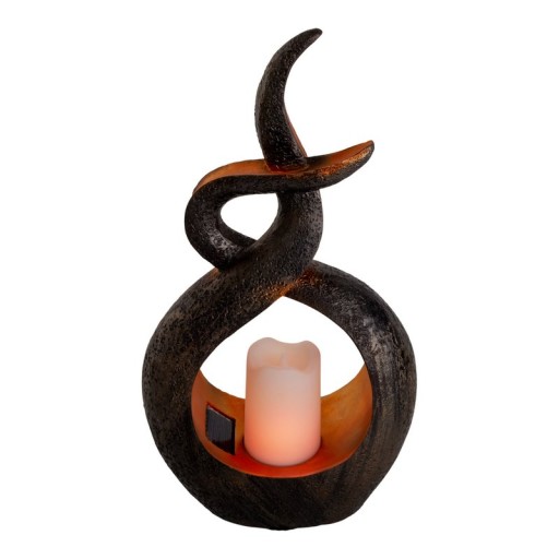 LED solar decol light "candle flame", for outside, brown plastic, integrated LED.