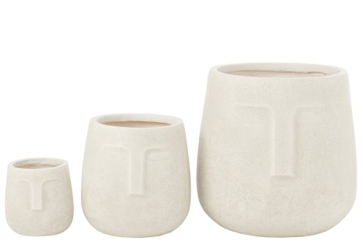 J -Line Flowerpot Moai - Ceramics - White - 3 pieces - Ø 44 cm