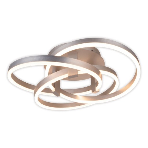 Smart Home LED ceiling light "Divora" Ø 58cm, ceiling lamp made of metal, aluminum brushed and white plastic, with many functions, firmly built -in LEDs, lighting for living room, dining room office or hallway