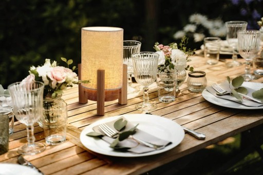 Ackitical lamp "Matilda" 32 cm high, in white/nature, with integrated LED, dimmable with touch sensor