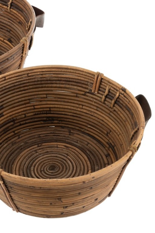J-Line bowl + handle - rattan B- brown - 3 pieces