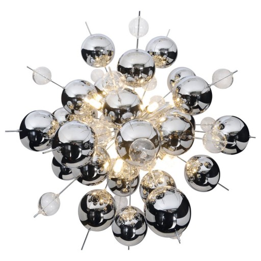 Pendelleuchte "EXPLOSION" chrom aus Metall und Glas, G9 Fassungen, Hängelampe für Esszimmer, Wohnzimmer, Diele oder Büro, Øca. 65 cm