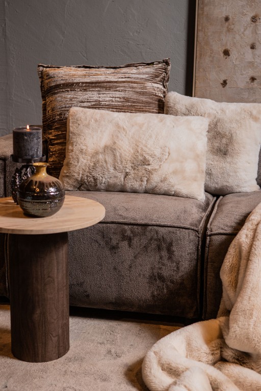 Linde Offwhite Faux Fur Cushion Rectangle