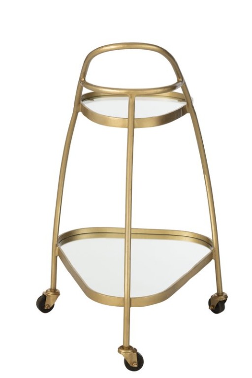 J-Line Service Cart Triangular Metal/Mirror Gold