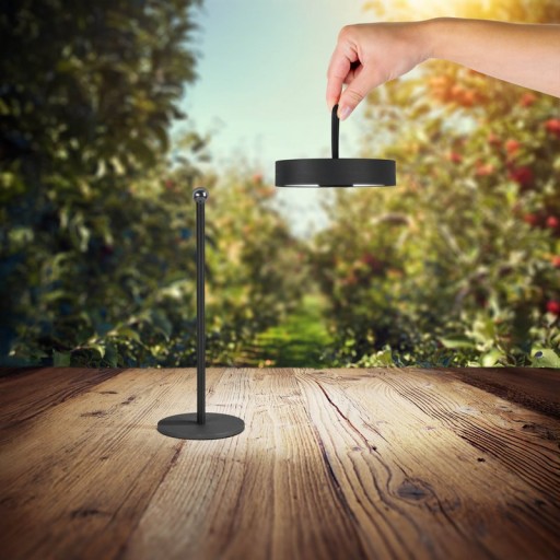 LED battery table lamp magnetically "Ella" for outside and inside, made of metal and plastic in black, 35 cm high