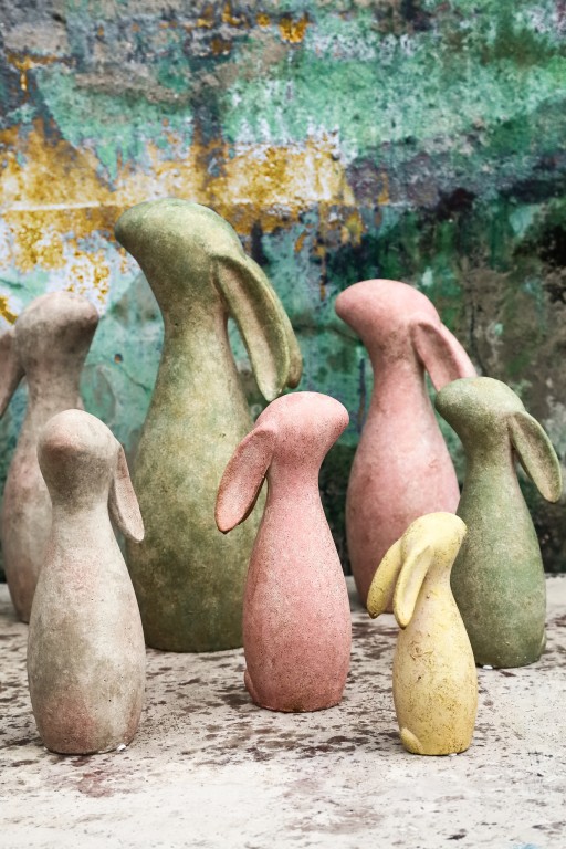 Iemkje Green Cement Rabbit Shaped Statue XL