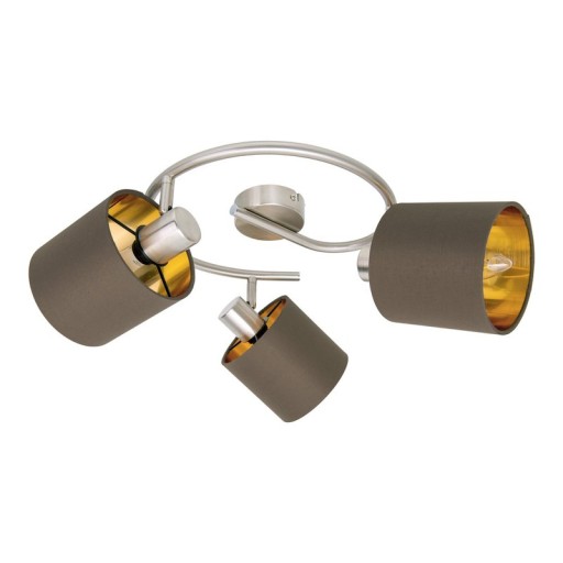 3-seater wall and ceiling rondel "Maron" made of metal-satin-matt with fabric umbrellas in brown, with E14 socket, lamp for living room, dining room, hallway and office, 28.5 cm diameter