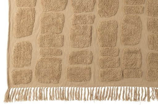 J-Line Plaid Sidney - polyester - beige - 192 x 123 cm