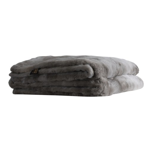 Linde Grey Faux Fur Bedspread In Giftbox 220 X 240
