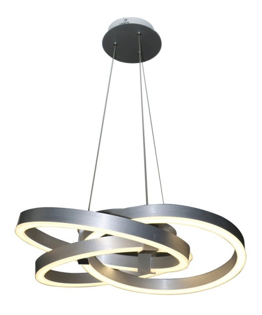 Smart Home LED pendant light "Divora" Ø 58cm, ceiling lamp made of metal, aluminum brushed and white plastic, with many functions, firmly built -in LEDs, lighting for living room, dining room office or hallway