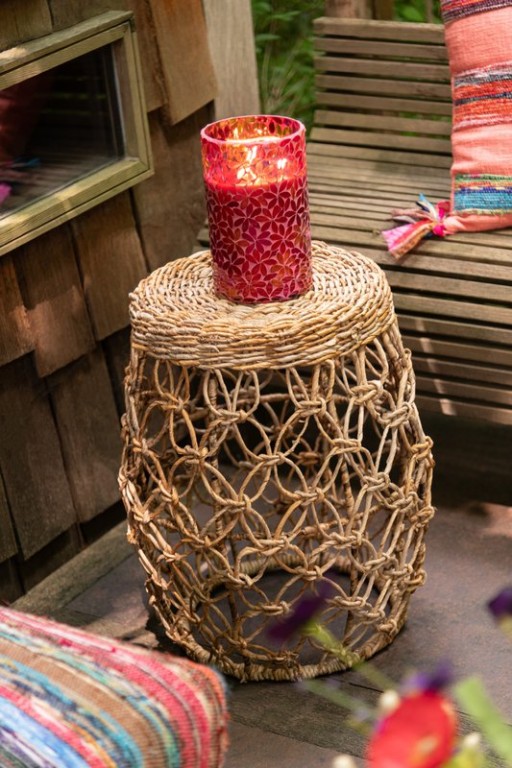 J-Line Side Table Ton Metal/Banana Leaf Natural