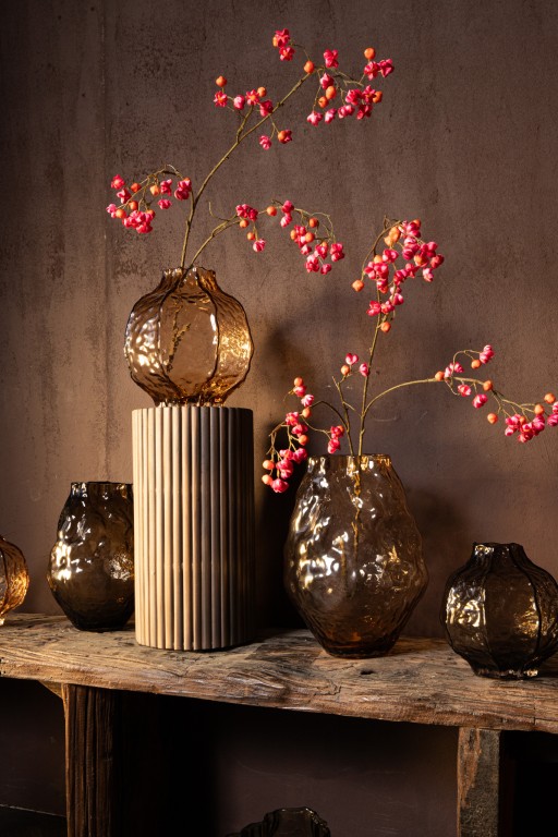 Narin Brown Round Shaped Glass Vase L