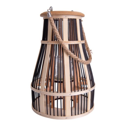Decol light "Korbinian" including solar LED candle for garden and balcony, from rattan in nature, solar lamp height 35 cm