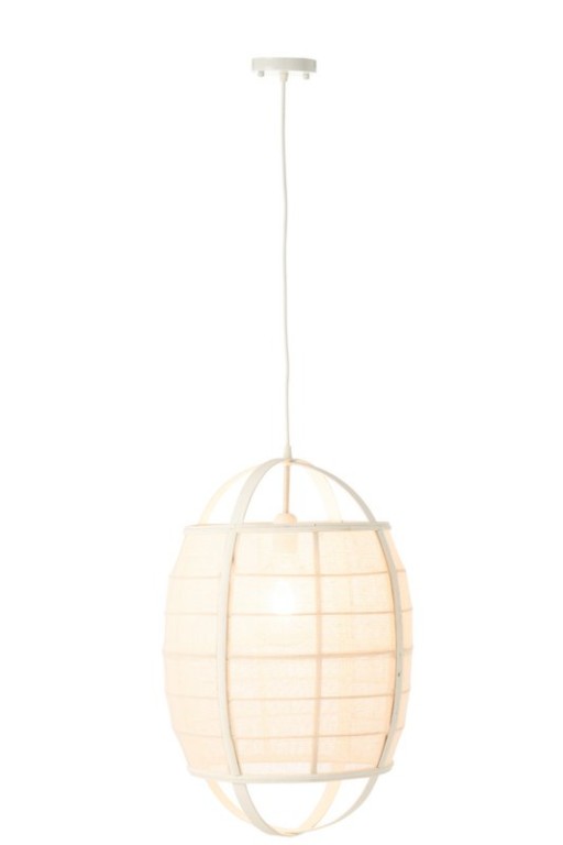 J-Line Hanging Lamp Ion Linen/Bamboo White Small