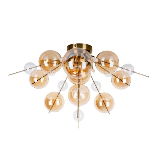 Deckenleuchte "EXPLOSION" amber aus Metall und Glas, G9 Fassungen, Deckenlampe für Esszimmer, Wohnzimmer, Diele oder Büro, Ø57 cm