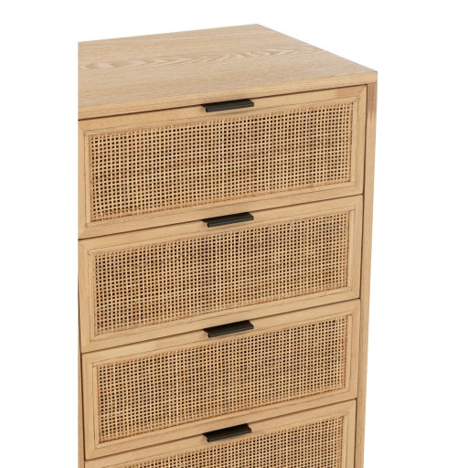 J-Line kast 5 Lades - hout/metaal - naturel/zwart
