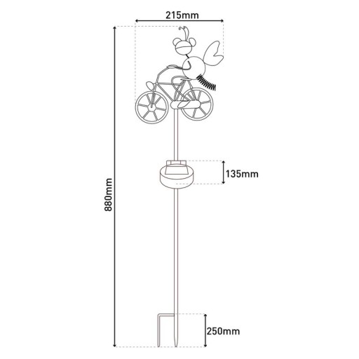 LED-Solar Erdspieß braun h: 88cm , für Außen, Erdspieß aus Metall und Kunststoff in Braun, mit integrierter LED